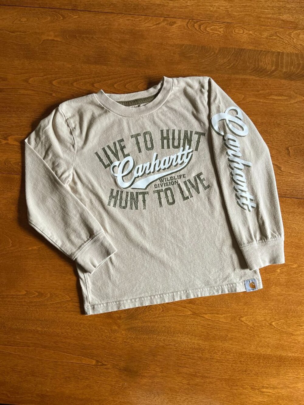 Cahartt light tan "Live to Hunt" shirt 5